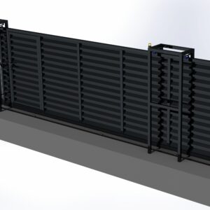 Automatic Sliding Garden Gate with Horizontal Steel Slat Design