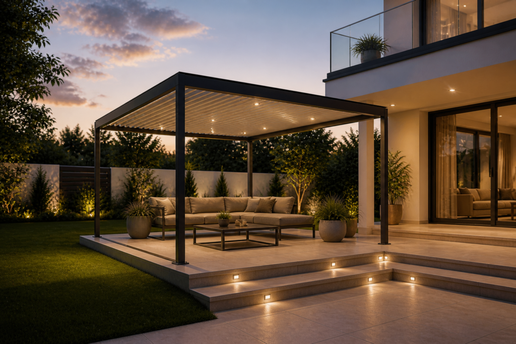 Modern Galvaniz Çelik Pergola Veranda 4 - Birman Sac Metal Modern Galvaniz Çelik Pergola Veranda 4 - Birman Sac Metal